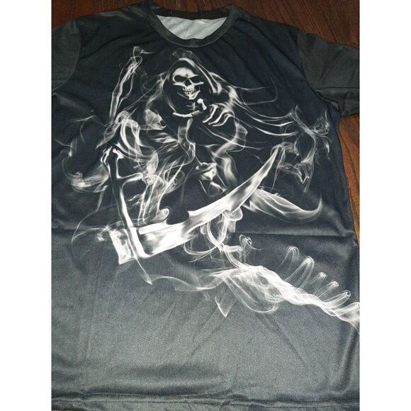 New Men's Large 3D Skull Skeleton Soul Graphic Short Sleeve Shirt Tee Ts… - Picture 2 of 5